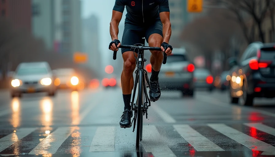 Cycling in techwear pants during rainy Chicago commute