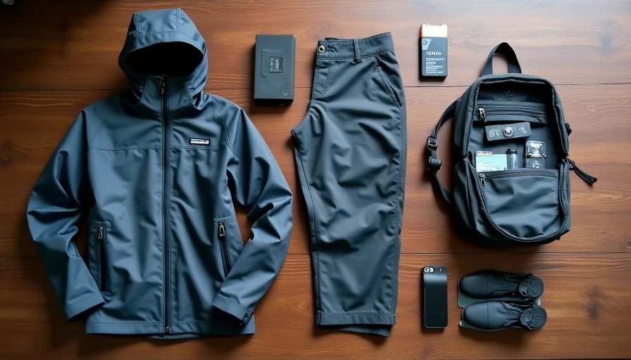 Full techwear rain day loadout flat lay