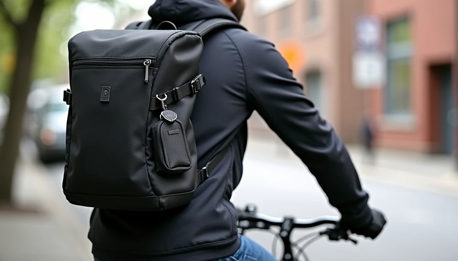 Modded backpack in use during bike commute