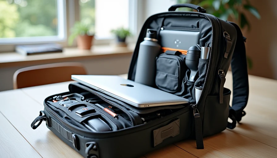 Organized daily techwear EDC backpack contents