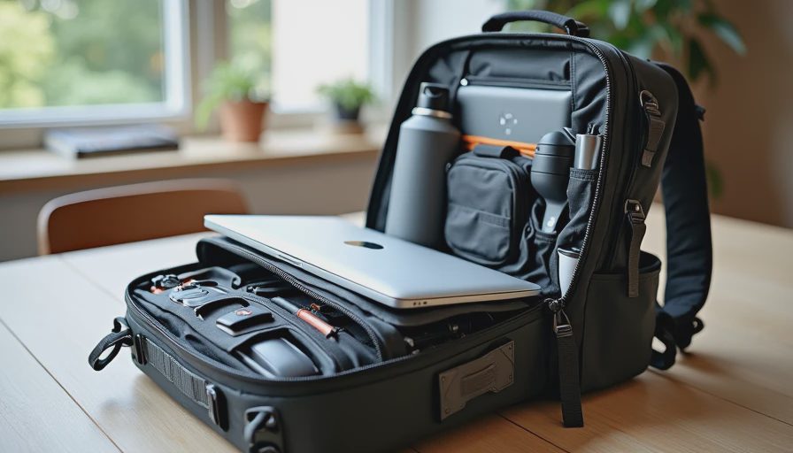Full commute bag loadout breakdown Organized daily techwear EDC backpack contents