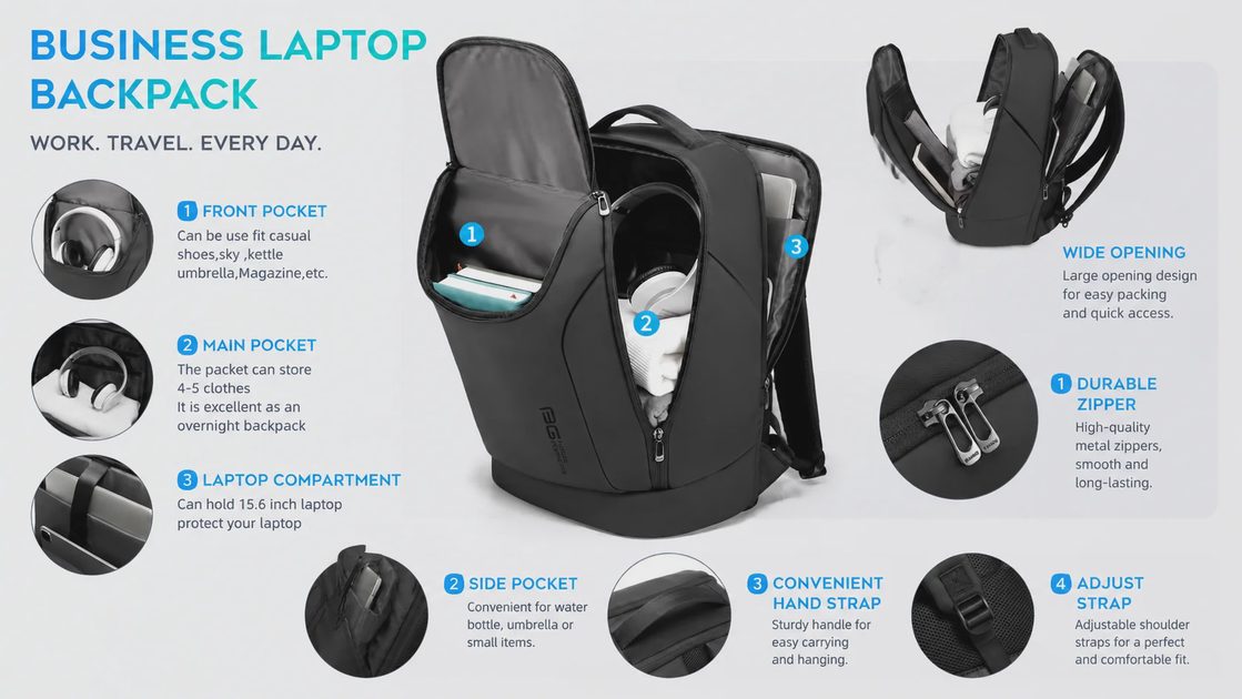 BANGE Smart Backpack key features overview BANGE Smart Backpack key features overview